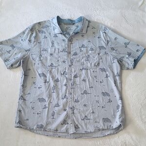 Kuhl Mens XL Short Sleeve Button Up Shirt Desert Cactus Print Outdoor Hiking